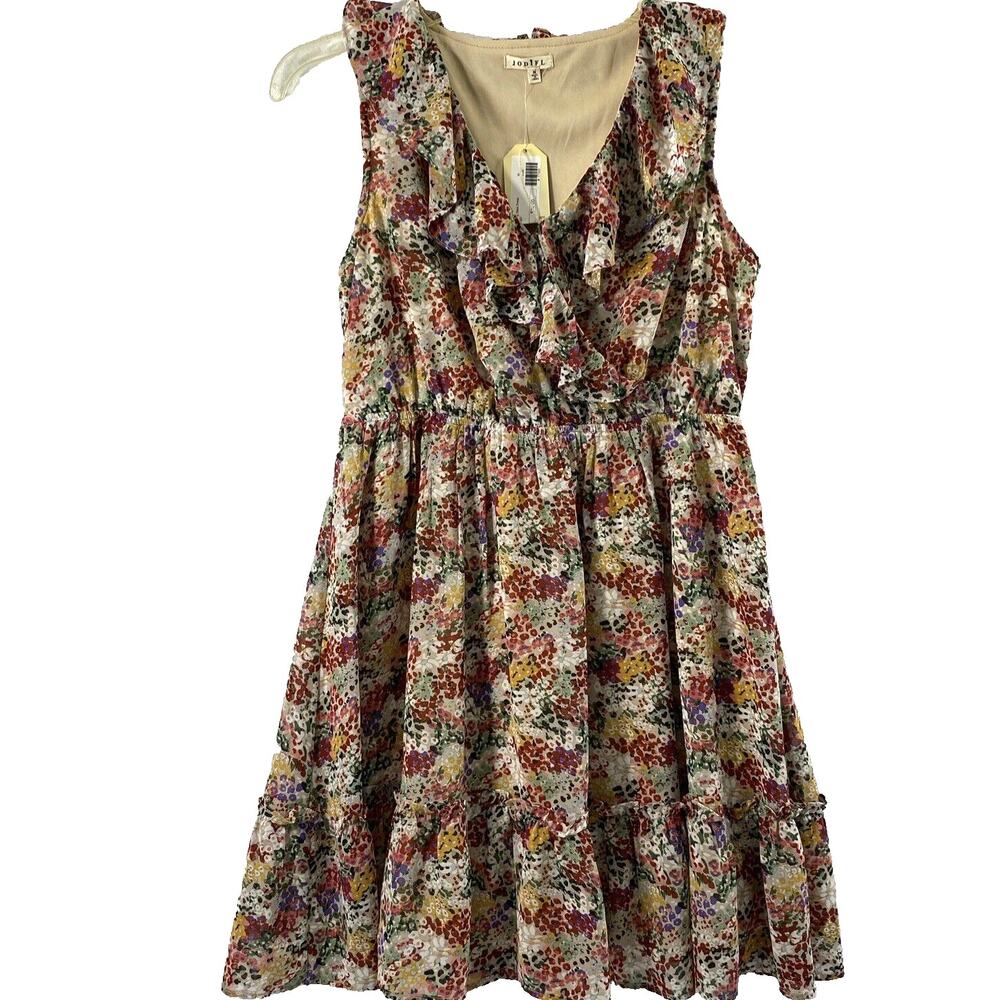 Jodifly Wrap Dress Womens Medium Floral Cottagecore Flowy Ruffle Sleeveless NWT